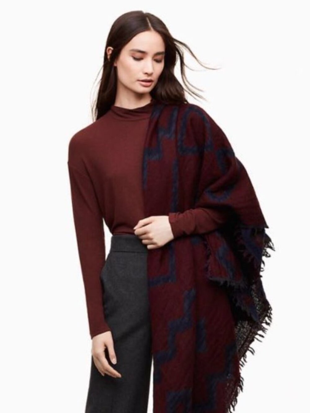 ARITZIA Diamond Mosaic Reversible Blanket Scarf, wool, OS